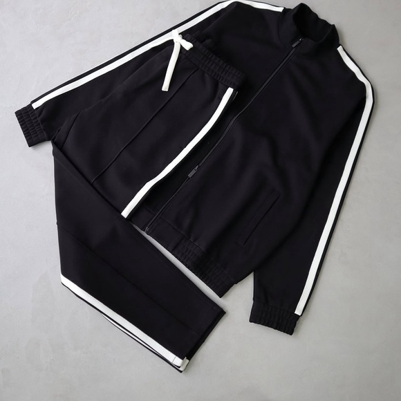 ICON Black and White Ross Campbell Tape Tracksuit Mens Jacket M & Pant S - Picture 1 of 6